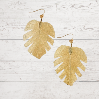 Gold Leaf Dangling Earrings